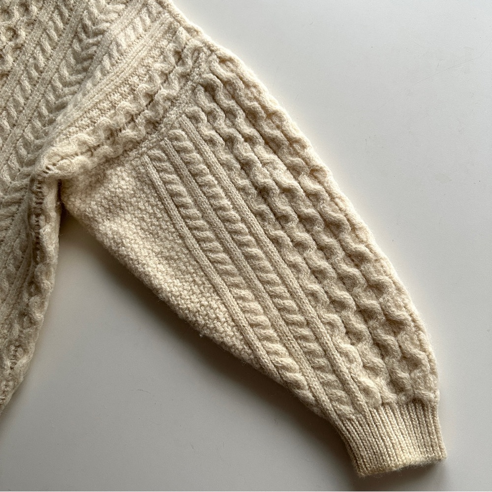 Vintage Irish Hand Knit Wool Cable Cardigan Fisherman Aran Handmade in Ireland - Picture 7 of 14
